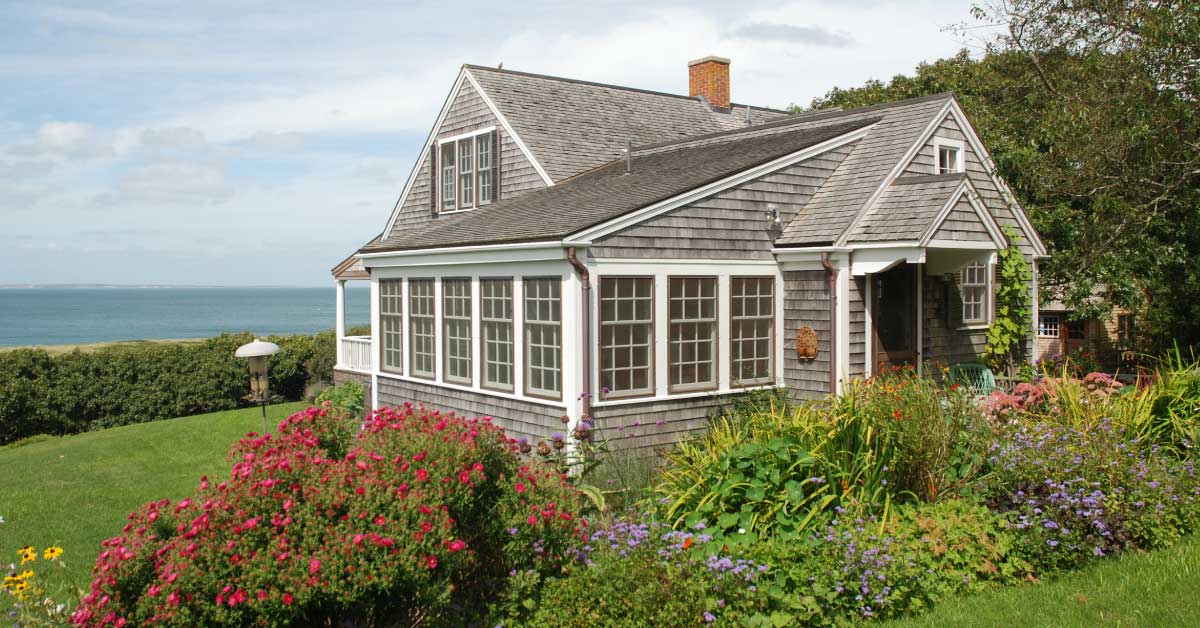 Cottage joseph w dick front view sun room gardens
