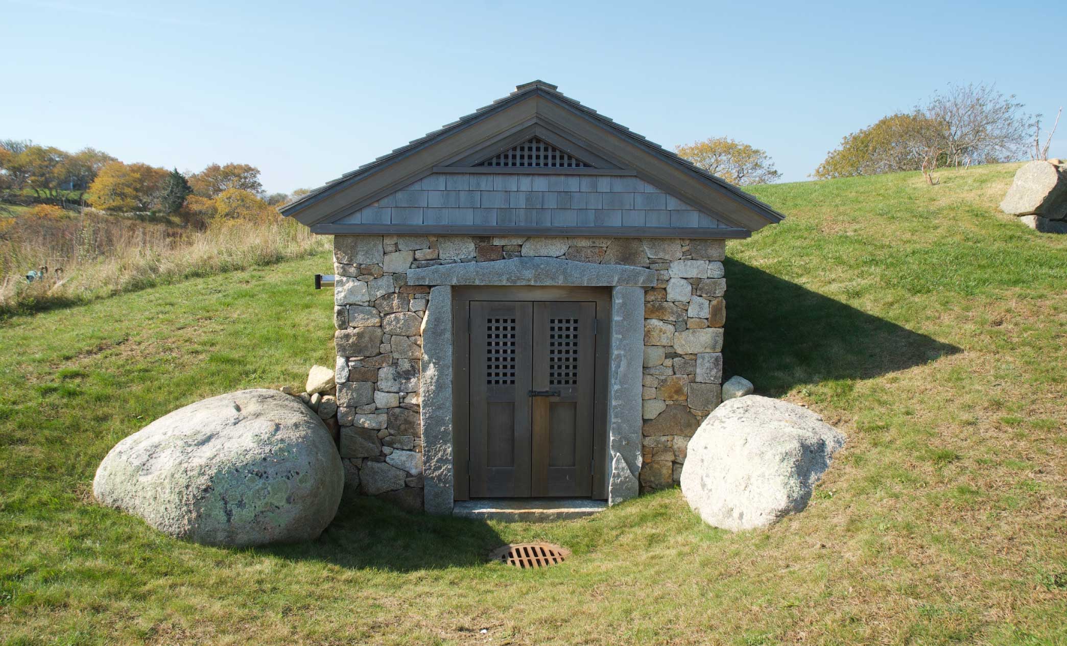 Up island home joseph w dick small stone walled utility shed 